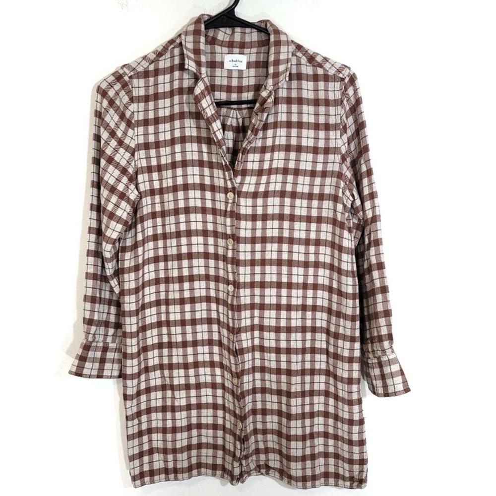 Wilfred Brown and White Plaid Button-Down Shirt